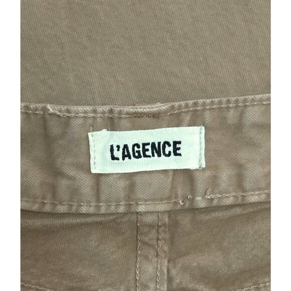 L'AGENCE Twill Pants Slim Straight Cigarette Chino Brown Stretch Mid Rise 6 - Picture 5 of 10